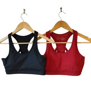 Whisper Black and Red Strappy Back Macy Sports Bra Bundle Size Medium